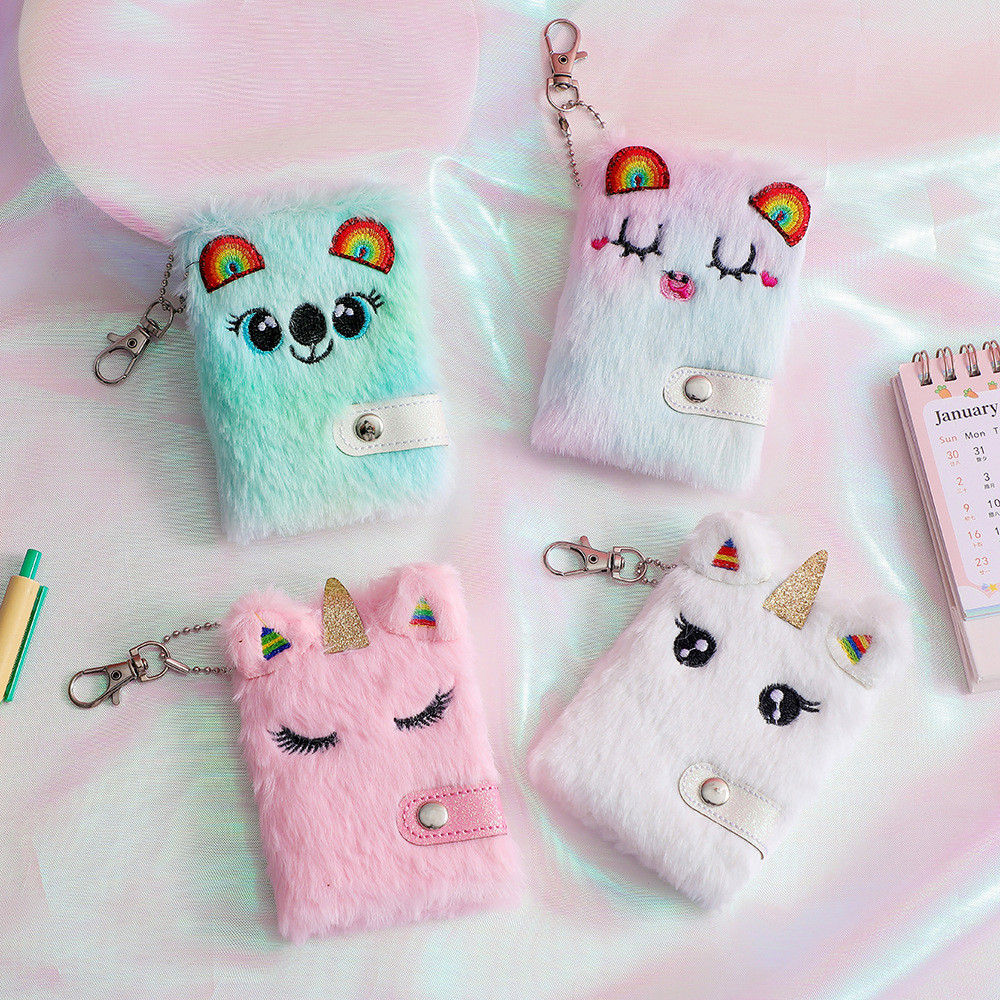 

Unicorn Cartoon Plush Note Book Mini Cute Children'S Writing Book Student Backpack Pendant Holiday Gift Children