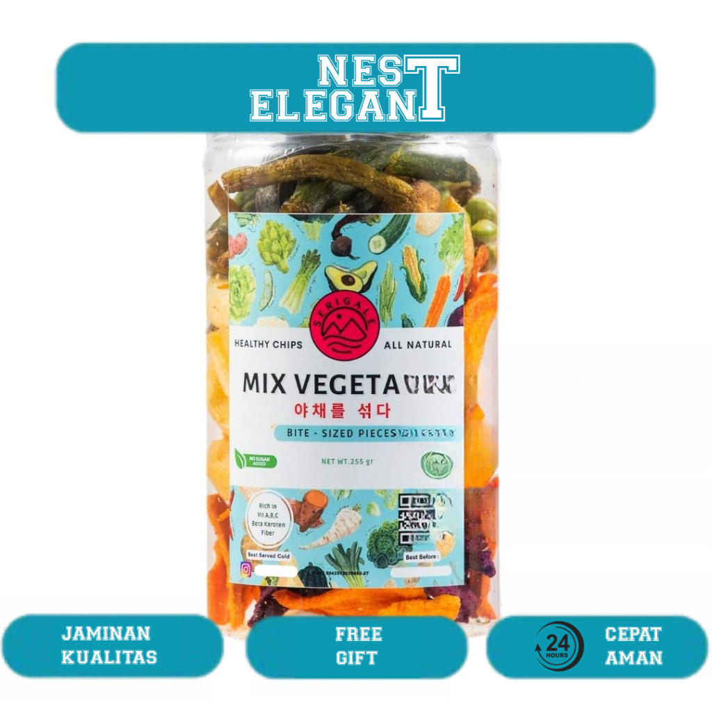 

SERIGALE Keripik Sayur Mix I Kemasan 1000 ML I Wortel Kentang Okra Edamame I Camilan Sehat I Premium