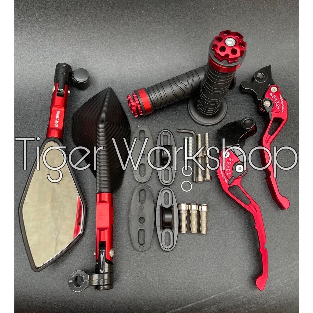 Aksesories Motor Paketan 3in1 Spion Tomok V2 Handgrip Jalu CNC Dan Handle Stelan CNC Nmax Beat Vario