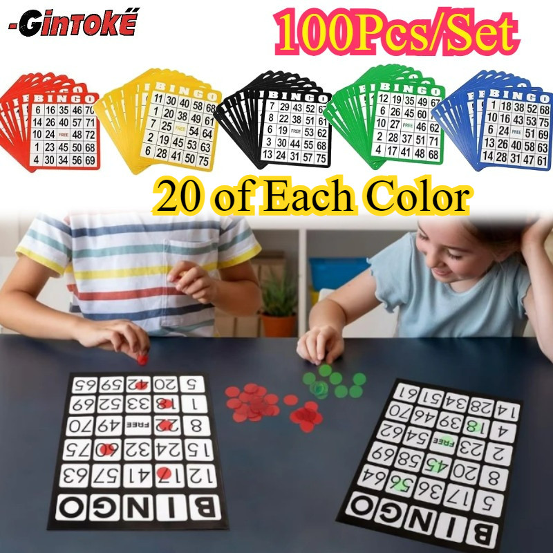 100 PCS/Set Kartu Bingo / Bingo Card / Kartu Bingo Ukuran Besarard Set Kartu Bingo Ukuran Besar 5 Wa