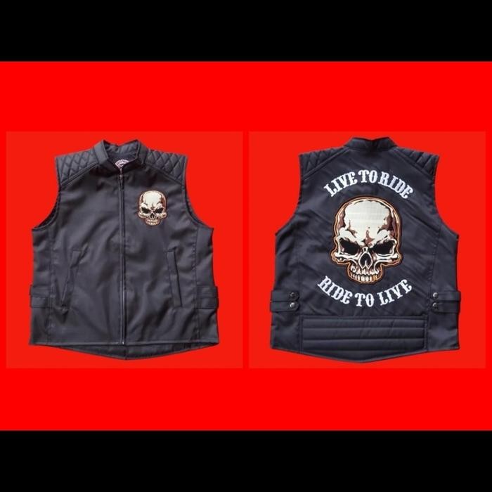 Rompi Bikers Rompi Vest Rompi Logo Harley Skull Rompi Moge Pesan Rompi Custom Club Motor, Bahan Gort