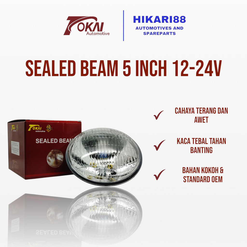 [Grossir/Offline] seal beam/sealed beam/headlamp/lampu depan 24V/12V 5 inchi kaki 3 100/90 watt COLT