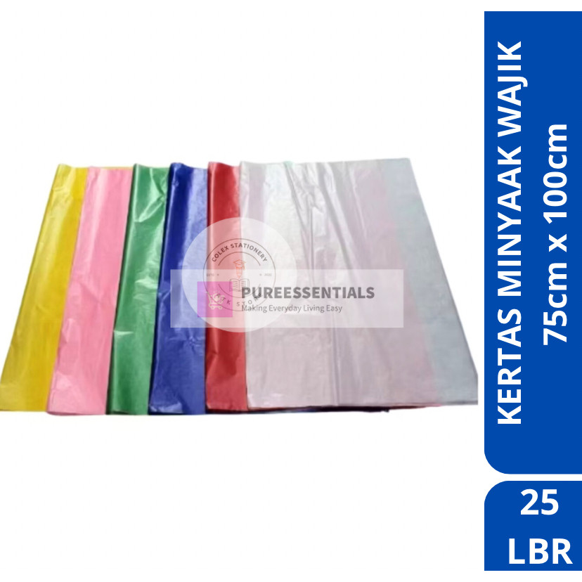 

[25 LEMBAR] Kertas Minyak Wajik / Kertas Minyak Serbaguna Warna Ukuran 75cm x 100cm