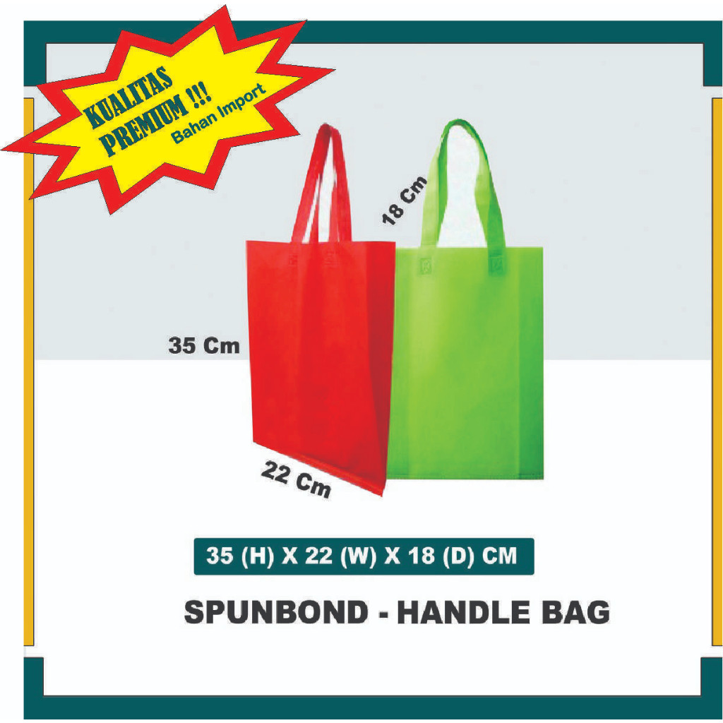 

Tas Spunbond 22x18x35 cm/Goodiebag/Tas Kain/Handle Bag/65gsm/Kualitas Premium