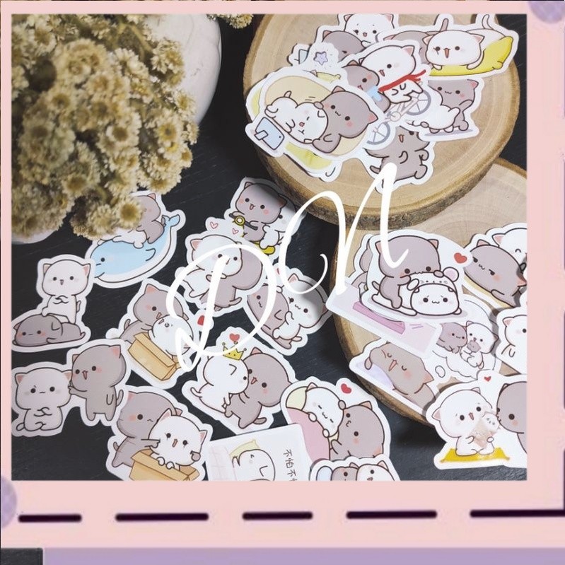 

PROMO24pcs stiker kertas peach and goma sticker aksesoris kertas glossy karakter line