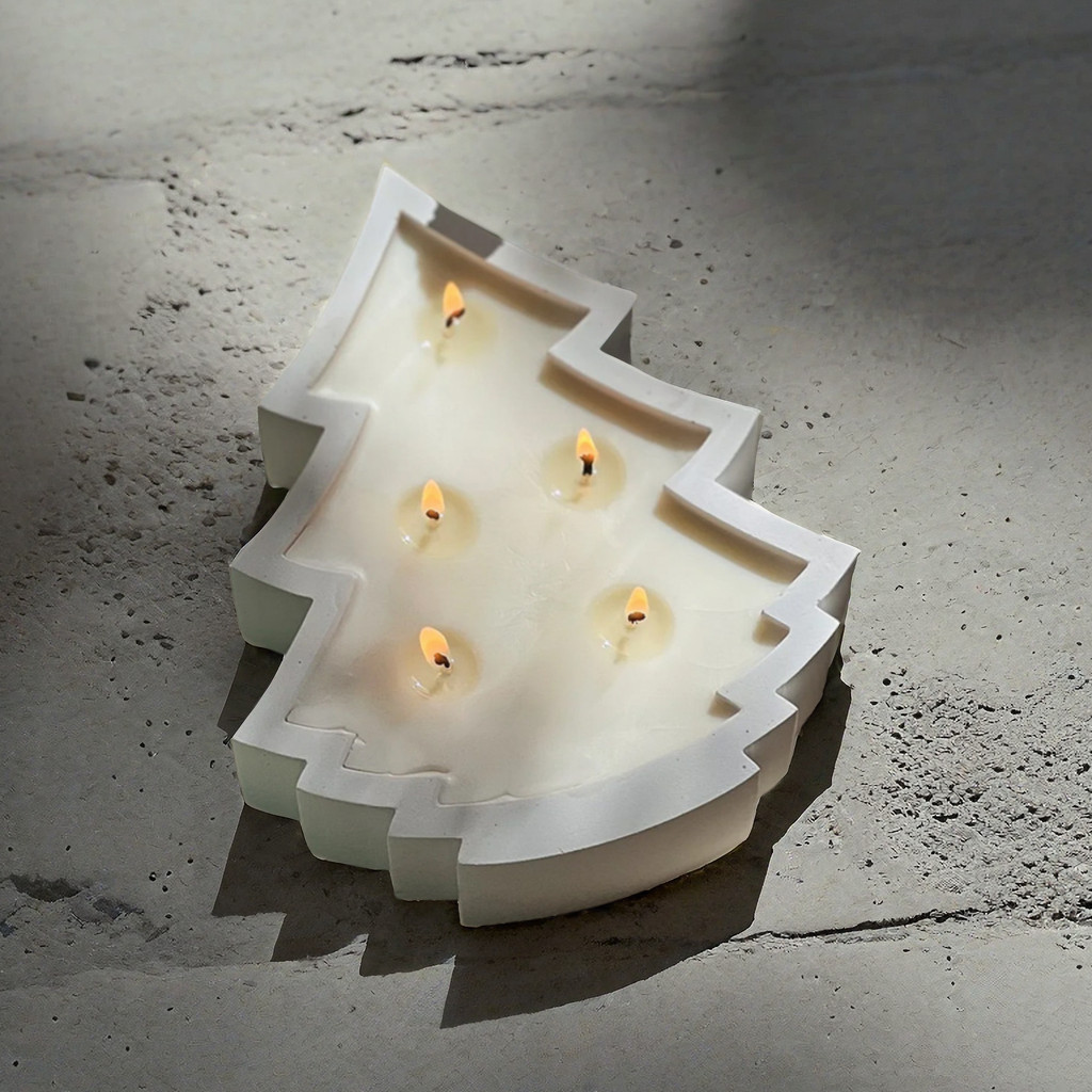 

Large Tree Candle Cup Vessel Mold House Snowflake Candlestick Tealight Holder Cement Mold DIY Home Decoratio