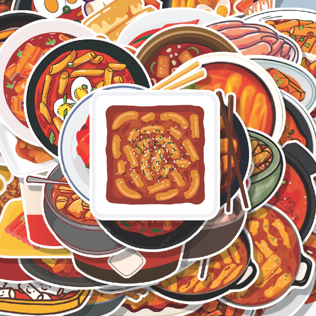 

100PCS Lucu Stiker Kartun Tteobokki Stiker Aesthetic Stiker Anti Air Stikers Berperekat Waterproof sticker decal buat Motor Helm Buku Journal Koper Casing HP Laptop Botol Minum Hadiah anak