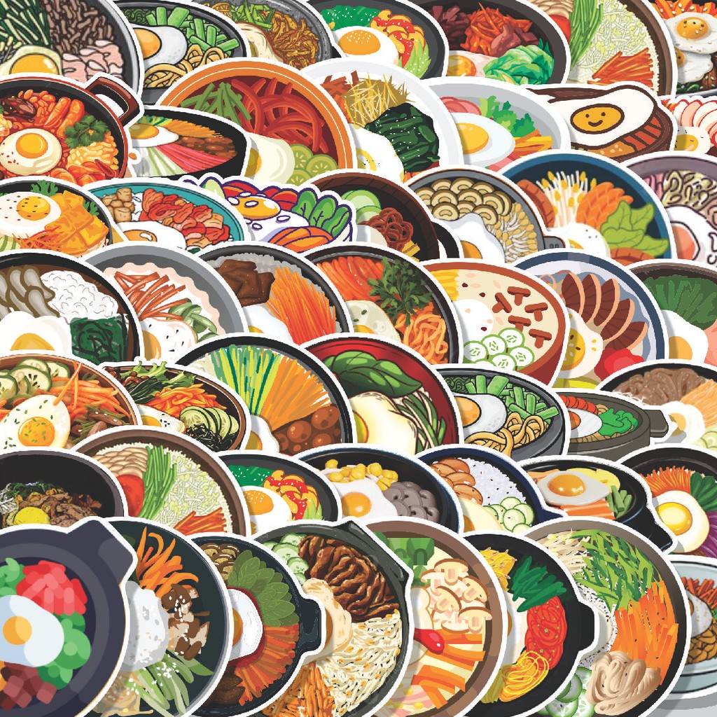 

Stiker Cutting Pack Stiker Makanan Bimbimbap Isi 100Pcs Series Aesthetic Lucu Keren Untuk Koper Bahan Vynil