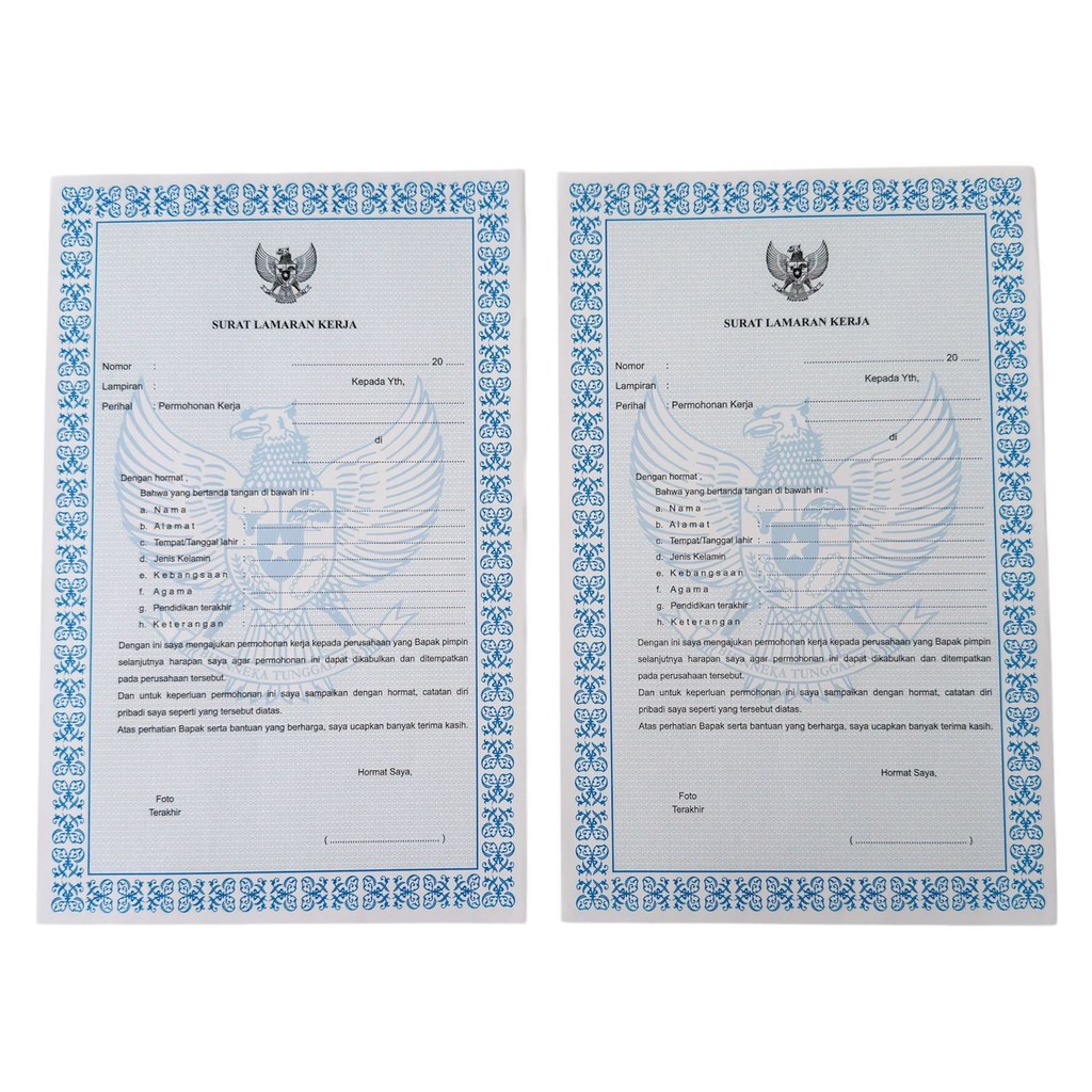 SURAT LAMARAN KERJA INSTANT / SURAT LAMARAN KERJA F4