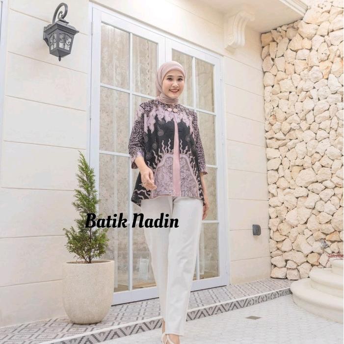 Blouse Ghania - Atasan Batik Wanita Katun Baju Batik Seragam Kantor Blouse Batik Kekinian Nyaman Kat
