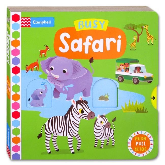 

Sale Push Pull Slide Board Books Busy Baby Animals, Garden, Playtime, Nursery, Beach, Holiday, Friends - Busy Safari Tbk