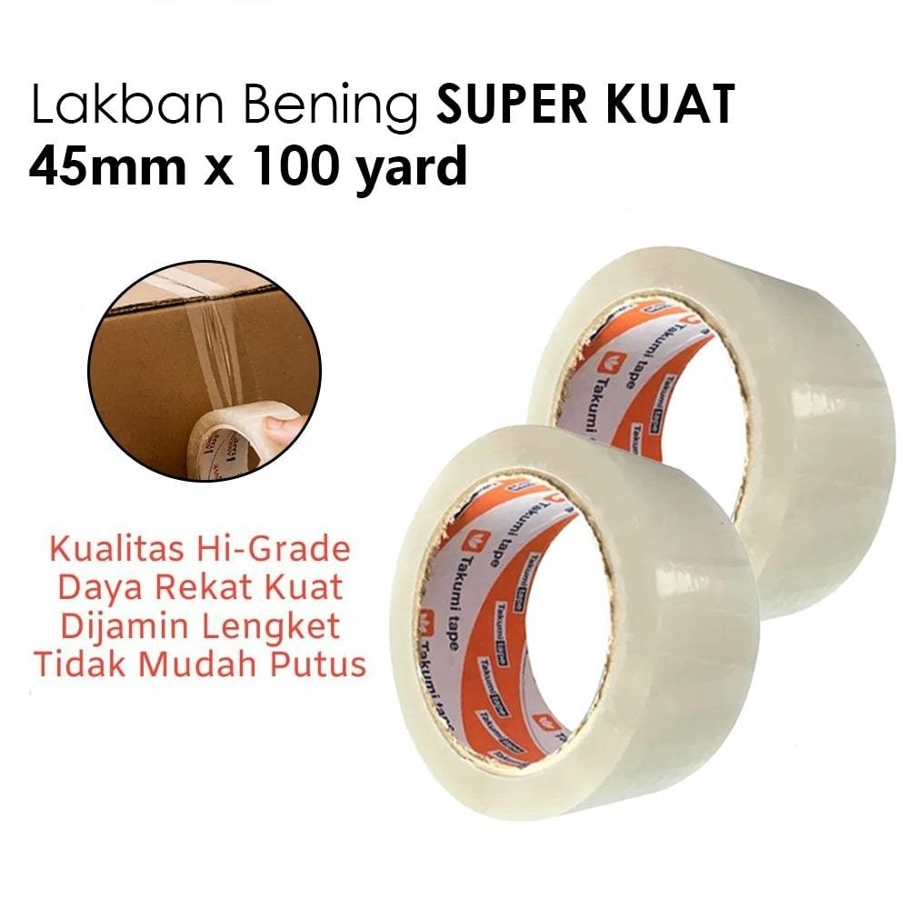 

Lakban 1 Roll Bening Super Lengket dan Kuat 45mm x 100 YARD Murah Best Seller