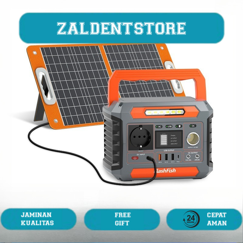 Flashfish 300W 230Wh Portable Power Station Powerbank Solar Cell Camping Solar Generator Listrik Min