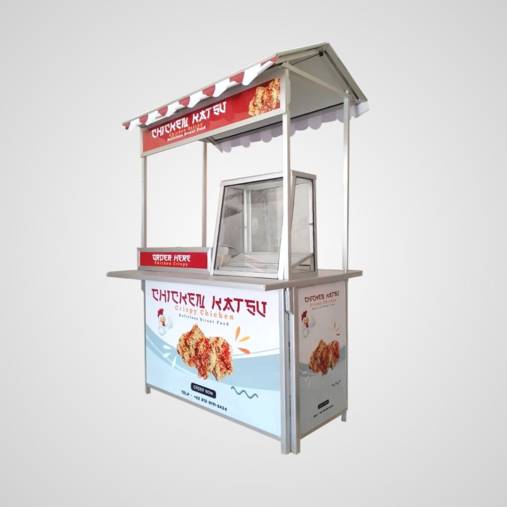 Booth Portable + Etalase + Atap Rumah + Meja Depan | Meja Lipat / Gerobak Lipat Jualan trs