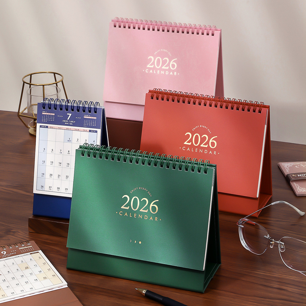 

Vintage Simple 2026 Desk Calendar Daily Mouthly Planner Schedule Organize Korean Style Coil Calendar Book Office School Supplies
