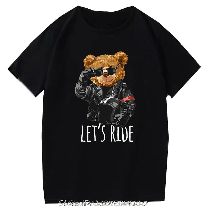 Kaos Teddy Bear Grafis Robotik Keren Atasan Harajuku Kartun Streetwear Kaos Kebugaran Kaos Fashion S