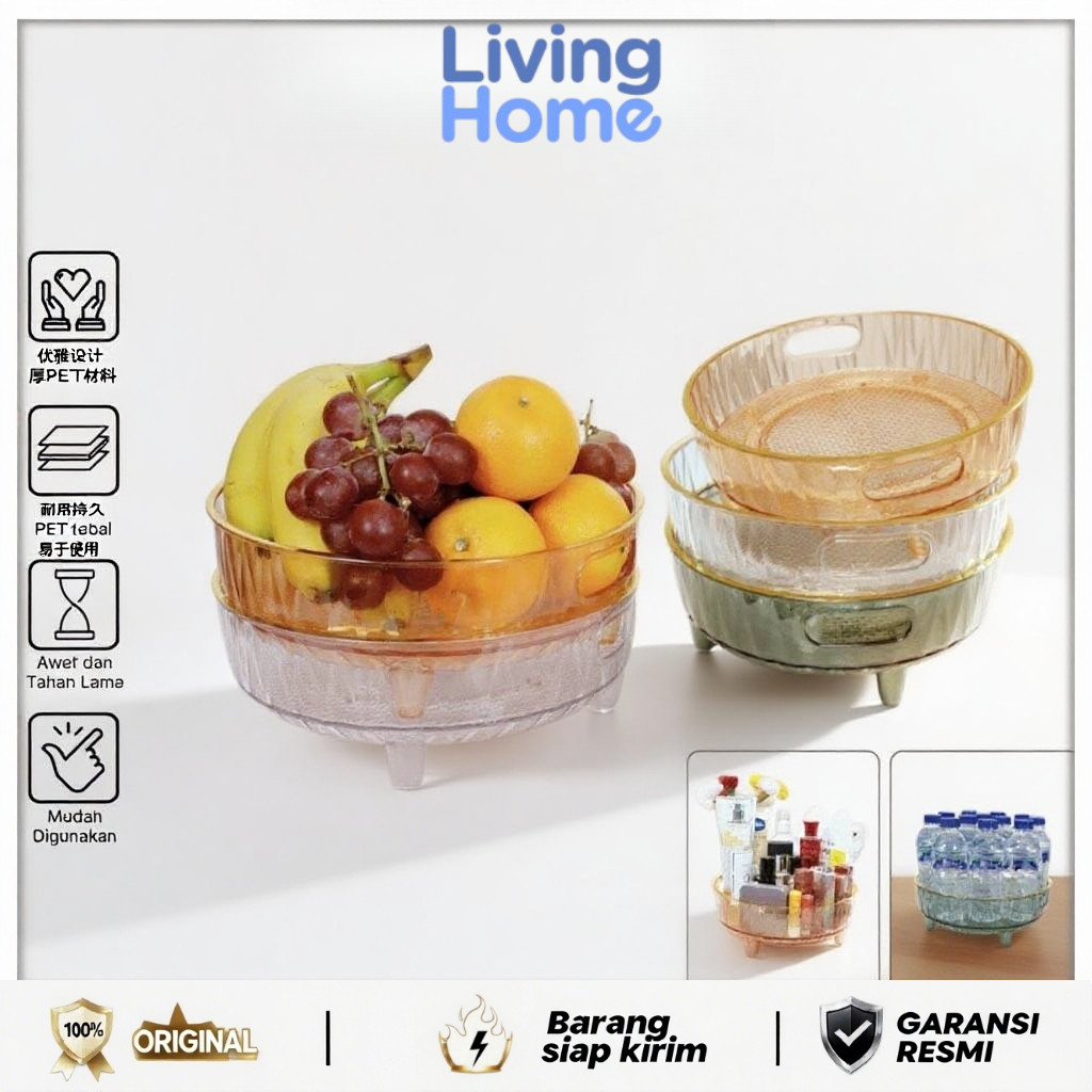 Living Home-360° Rak Rotating Rak Kosmetik Aesthetic Tempat Make Up Skincare Cosmetic Nampan Wadah P