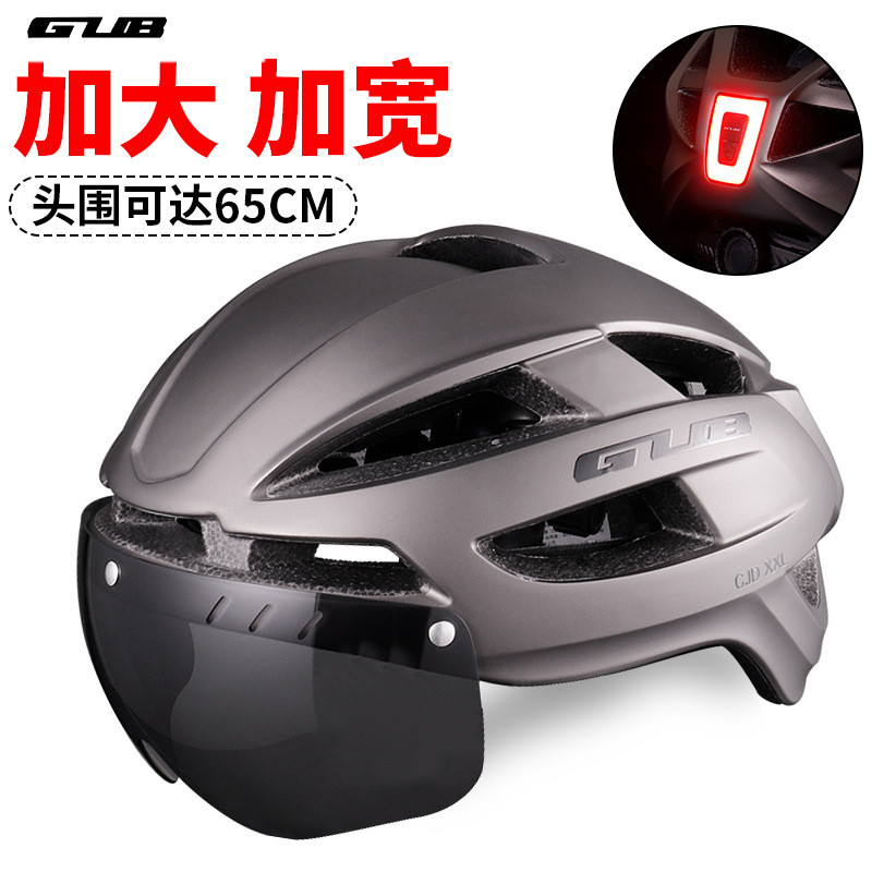 Helm Sepeda GUB CJD Ukuran Besar XXL dengan Lampu Peringatan Kacamata Helm Keselamatan Sepeda Gunung