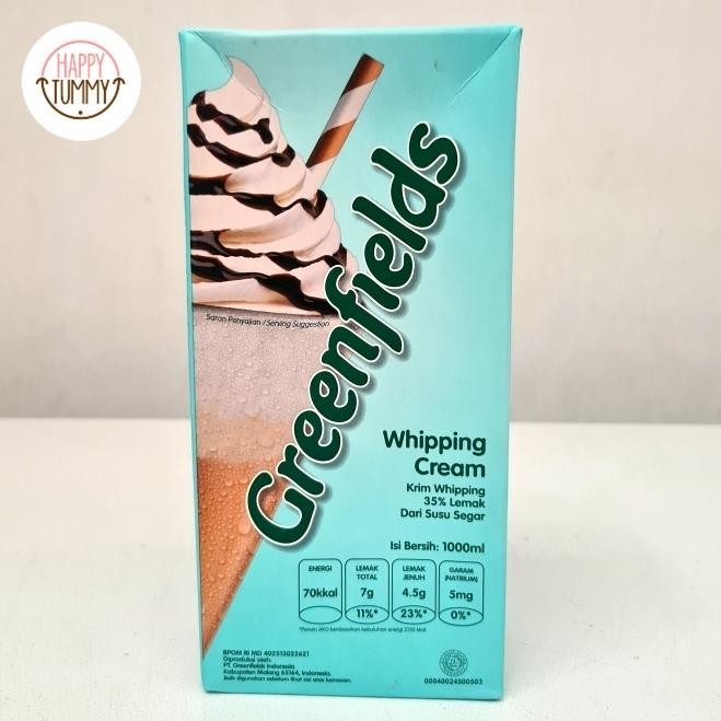 

Greenfields whipping cream 1L whipped