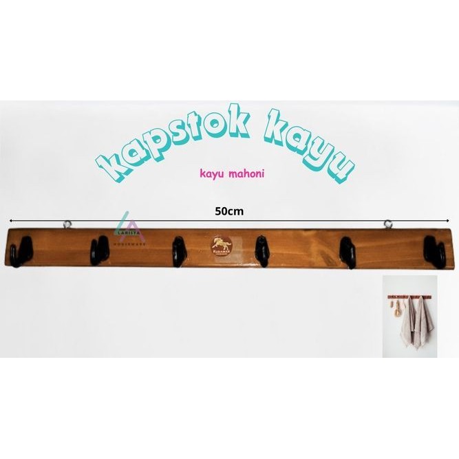 Kapstok kayu mahoni| gantungan dinding kayu mahoni 50x4,5x1cm
