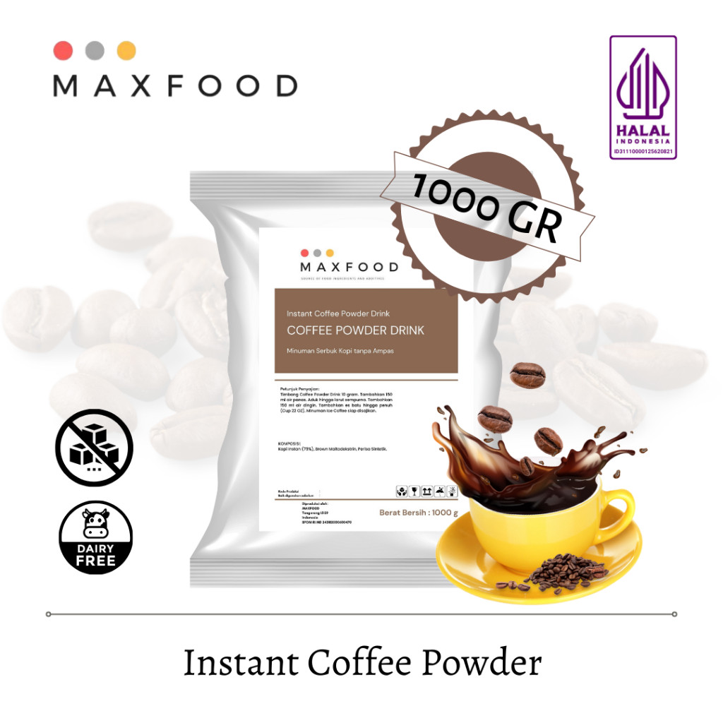

menyfamilia MAXFOOD - Instant Coffee Powder Drink / Minuman Serbuk Kopi Tanpa Ampas [ 1 KG ]