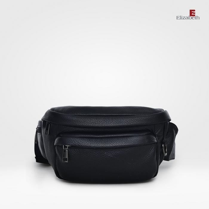 ORIGINAL Tas Pria Elizabeth Genuine Leather Waist Bag 0720-0406 - Black
