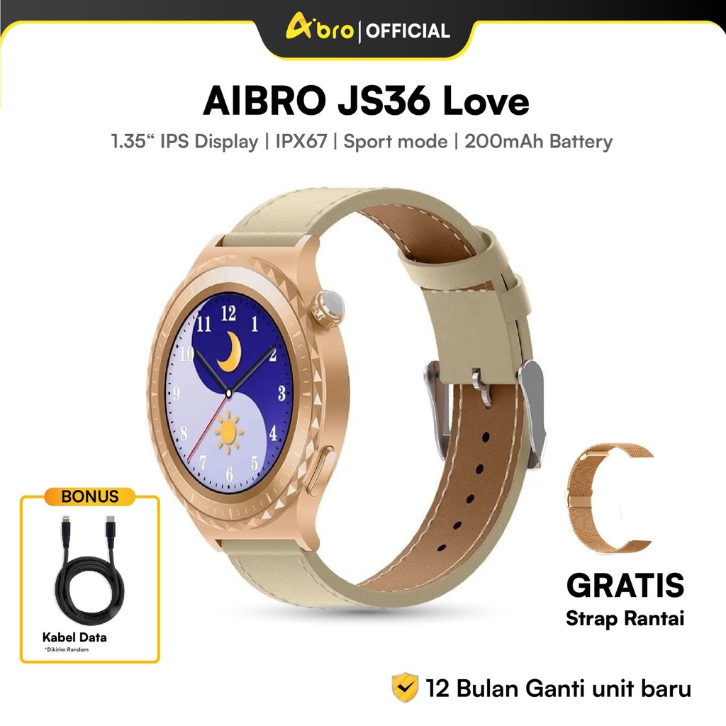 [BONUS LENGKAP] AIBRO JS36 Love Smartwatch | Hi-Fi Music + Bluetooth Call | FREE Jam & Kabel