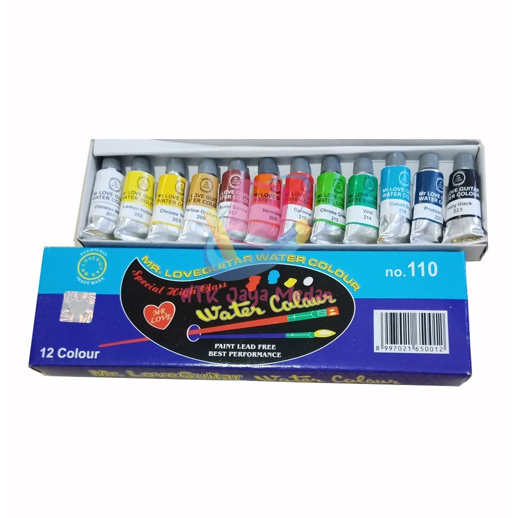 

[1 SET] Cat Air / Cat Lukis Watercolour Murah Kecil No 110 Isi 12 Warna Guitar