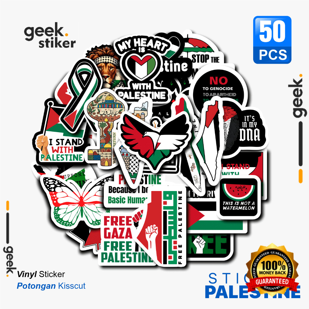 

Stiker Pack Free Palestine Aesthetic | Stiker Vinyl Waterproof | Stiker Laptop Koper Motor Helm Tumbler