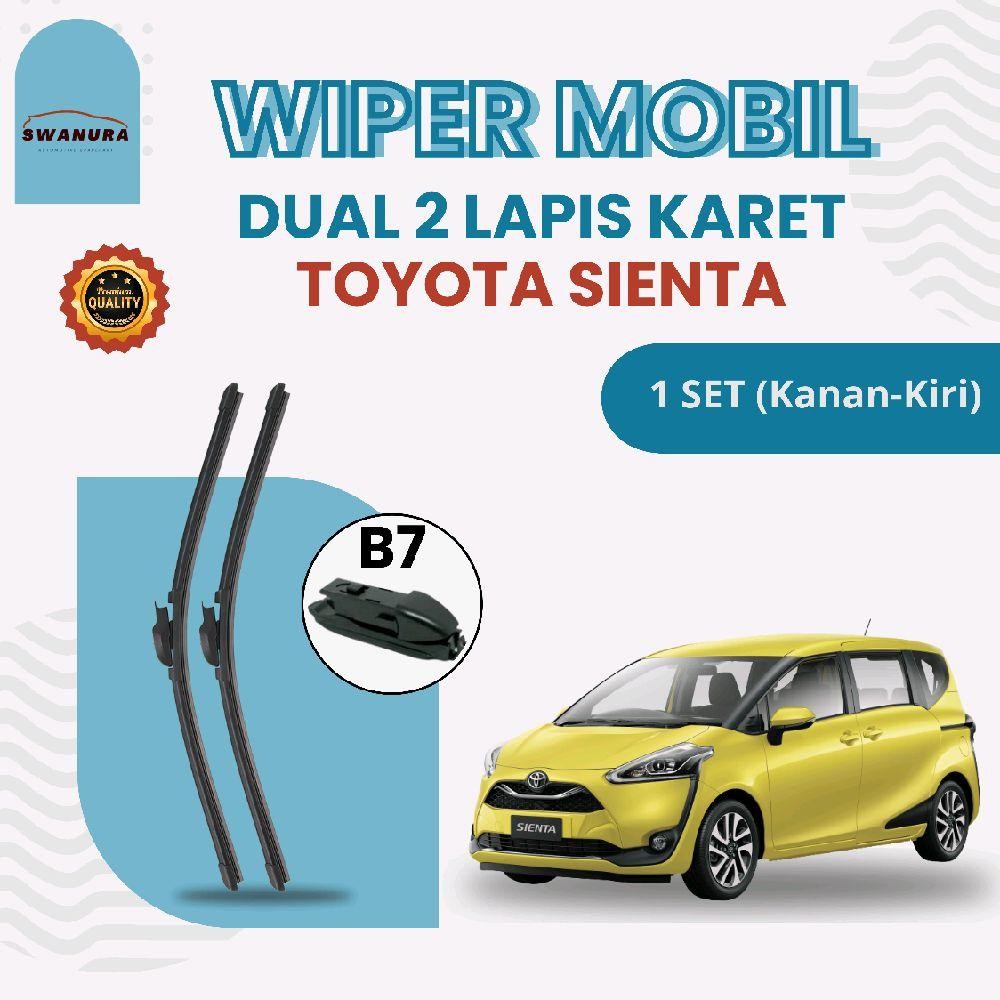 Wiper Dual 2 Lapis Karet Mobil Toyota Sienta Type B7 Model Frameless  1 Set Kanan dan Kiri