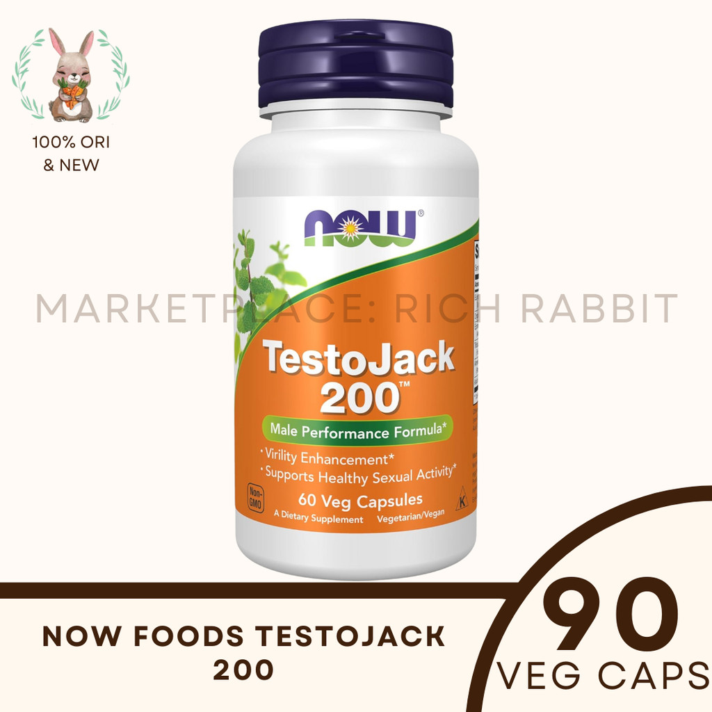 Now Foods Food TestoJack 200 mg Testosterone Vitality Suplemen Vitalitas Pria Rich Rabbit 100% ORI U