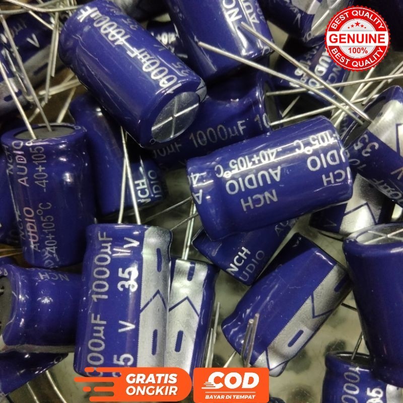ELKO KAPASITOR 1000UF 35VOLT ELCO 1000 UF 35 VOLT NCH AUDIO