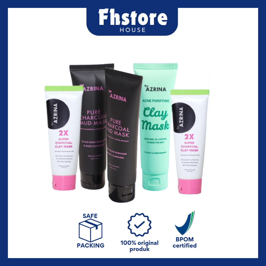 [ FHSTORE ] Azrina SUPER 2X CHARCOAL AZRINA PURE CHARCOAL MUD MASK / MASKER PENGHILANG KOMEDO / AZRI