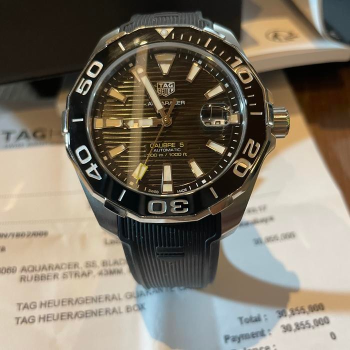 HARLEY PARTS Tag heuer aquaracer rubber cal 5 black original Diameter 43 mm Fullset