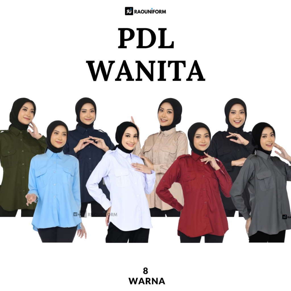 FICIEKUNZEX Kemeja PDL Wanita/Seragam Dinas PNS Wanita/Baju Kerja PDL Custom Bordir/Baju PDL Putih/P