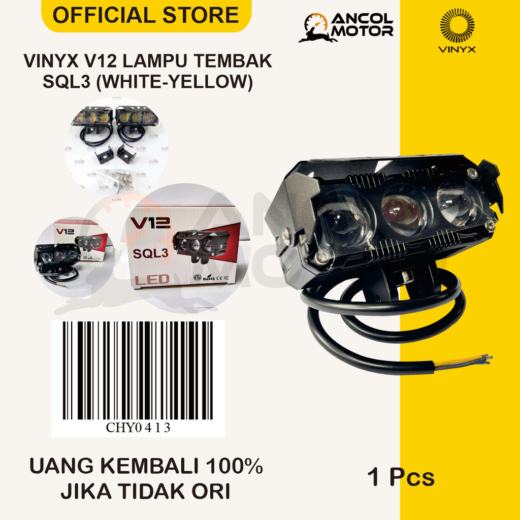 Lampu Tembak Vinyx V12 SQL3 | Lampu Sorot LED Motor Mobil 2 Warna | Lampu Tembak Vinyx V12 30W