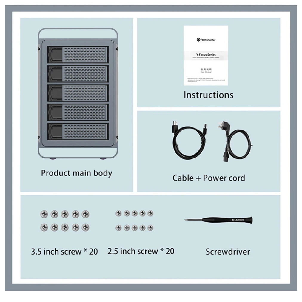 Yottamaster 2.5 3.5 inch SATA HDD SSD Enclosure 4/5 Bay RAID External Case House Multi Slot Port 5*1