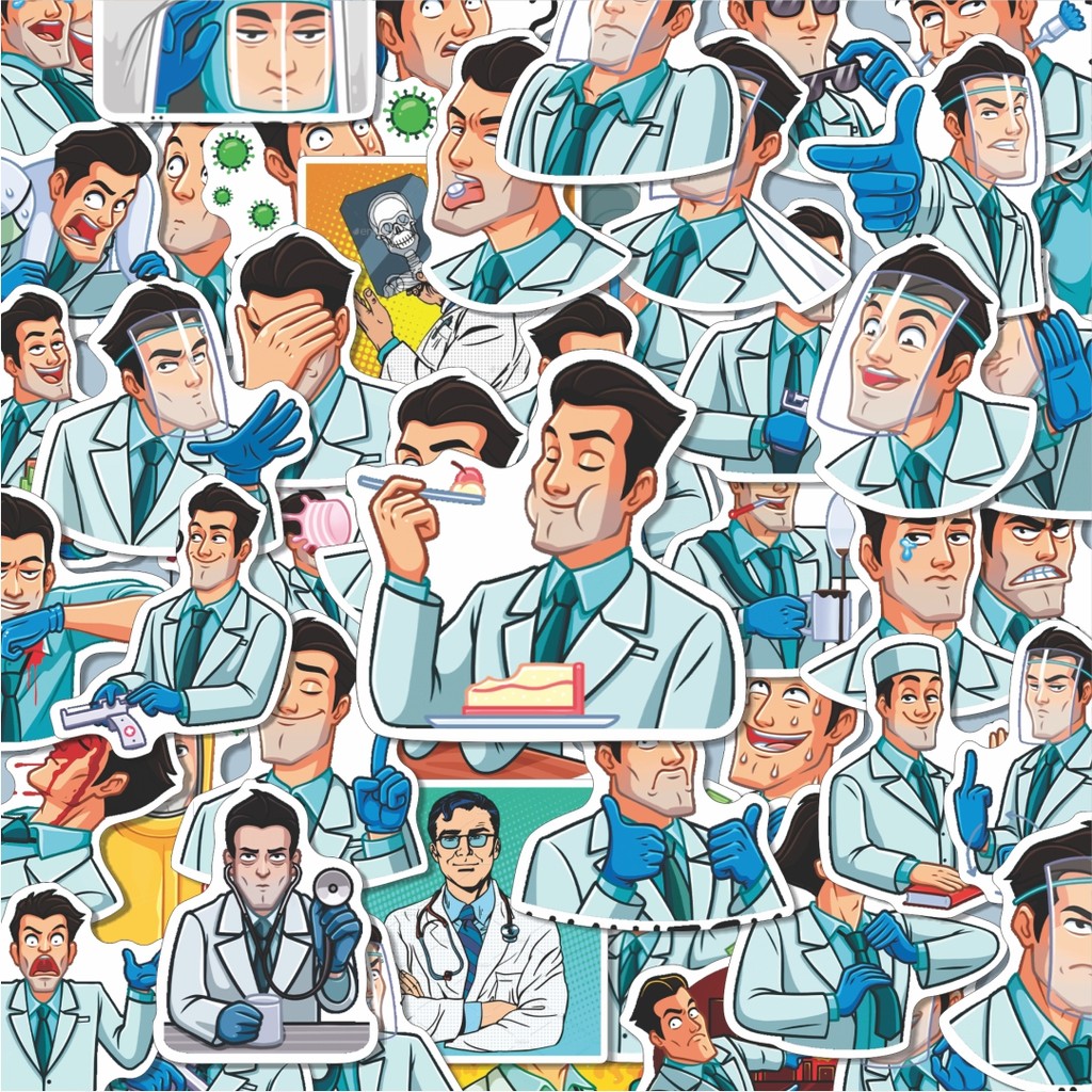 

100PCS Lucu Stiker Vk Chief Doctor Stiker Aesthetic Stiker Anti Air Stikers Berperekat Waterproof sticker decal buat Motor Helm Buku Journal Koper Casing HP Laptop Botol Minum Hadiah anak