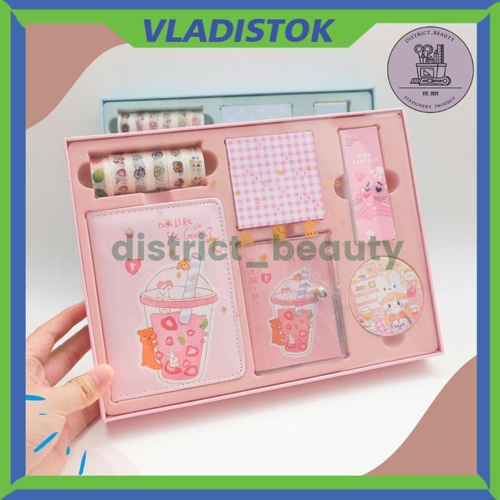 PAKET JURNAL 7 IN 1 BOBA TEA BUKU JURNAL JOURNAL BOOK DIARY BOOK ANAK PEREMPUAN PAKET LENGKAP ALAT T
