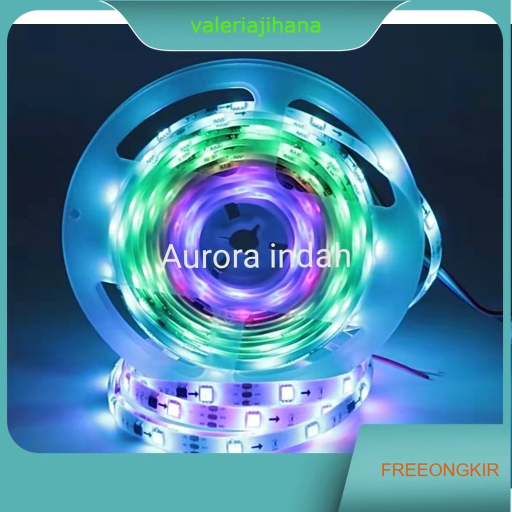 LAMPU STRIP RGB 5050 WARNA WARNI RUNNING NYALA OTOMATIS SET + ADAPTOR 5METER (TANPA REMOTE) TIKTOK