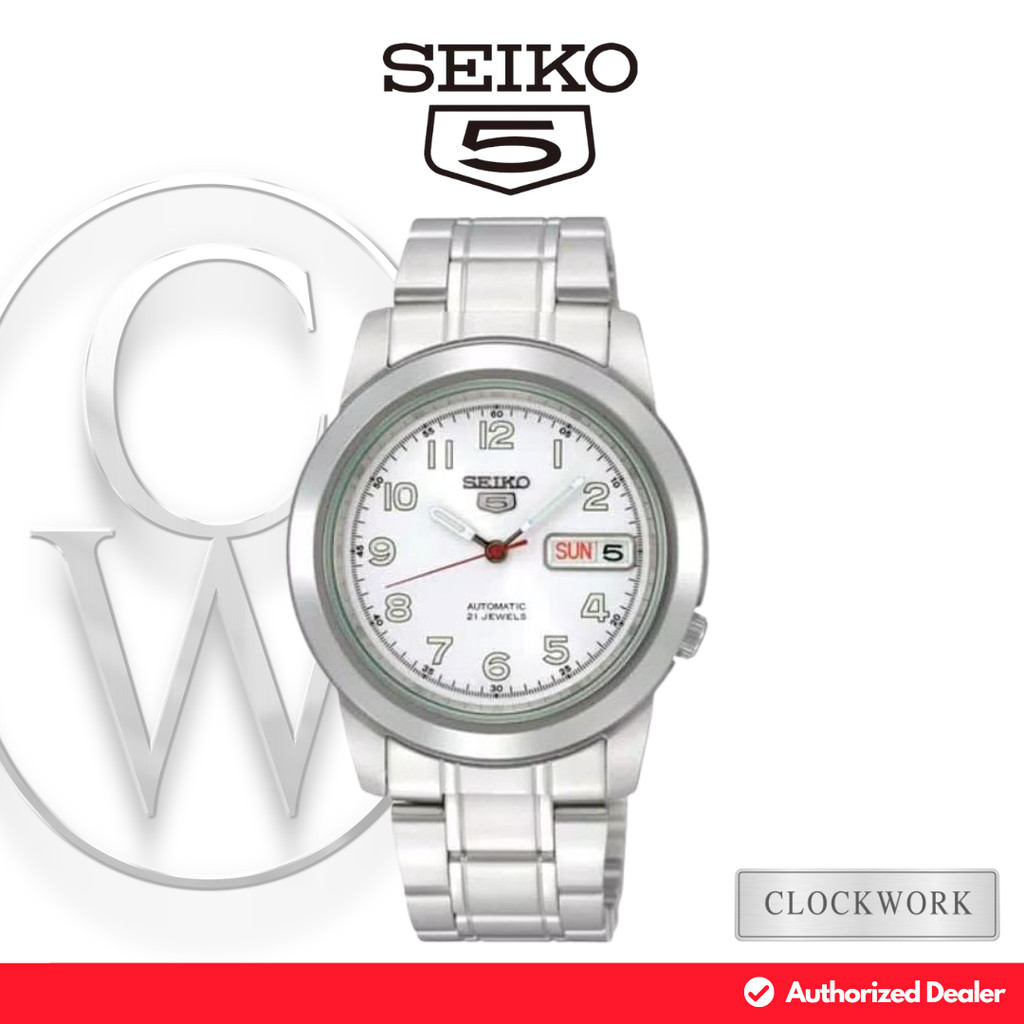 Jam Tangan Pria Seiko 5 SNKK33K1 Automatic Rantai Classic Formal Silver Dial Putih