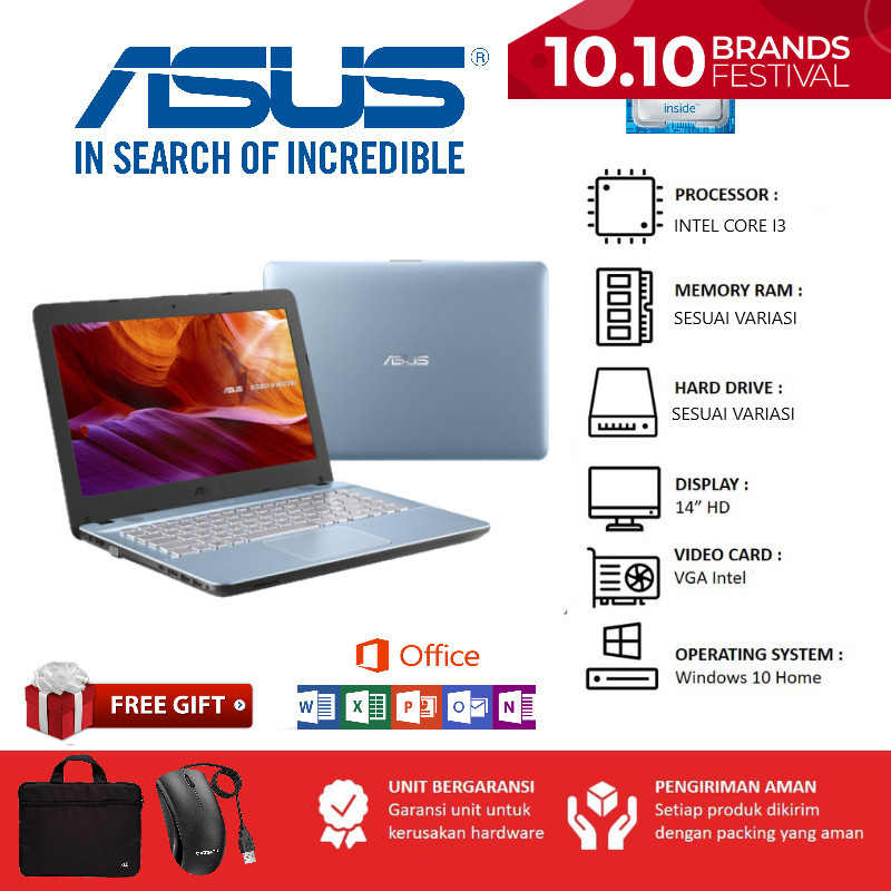 LAPTOP ASUS X441U intel core i3 RAM 8GB SSD 256GB