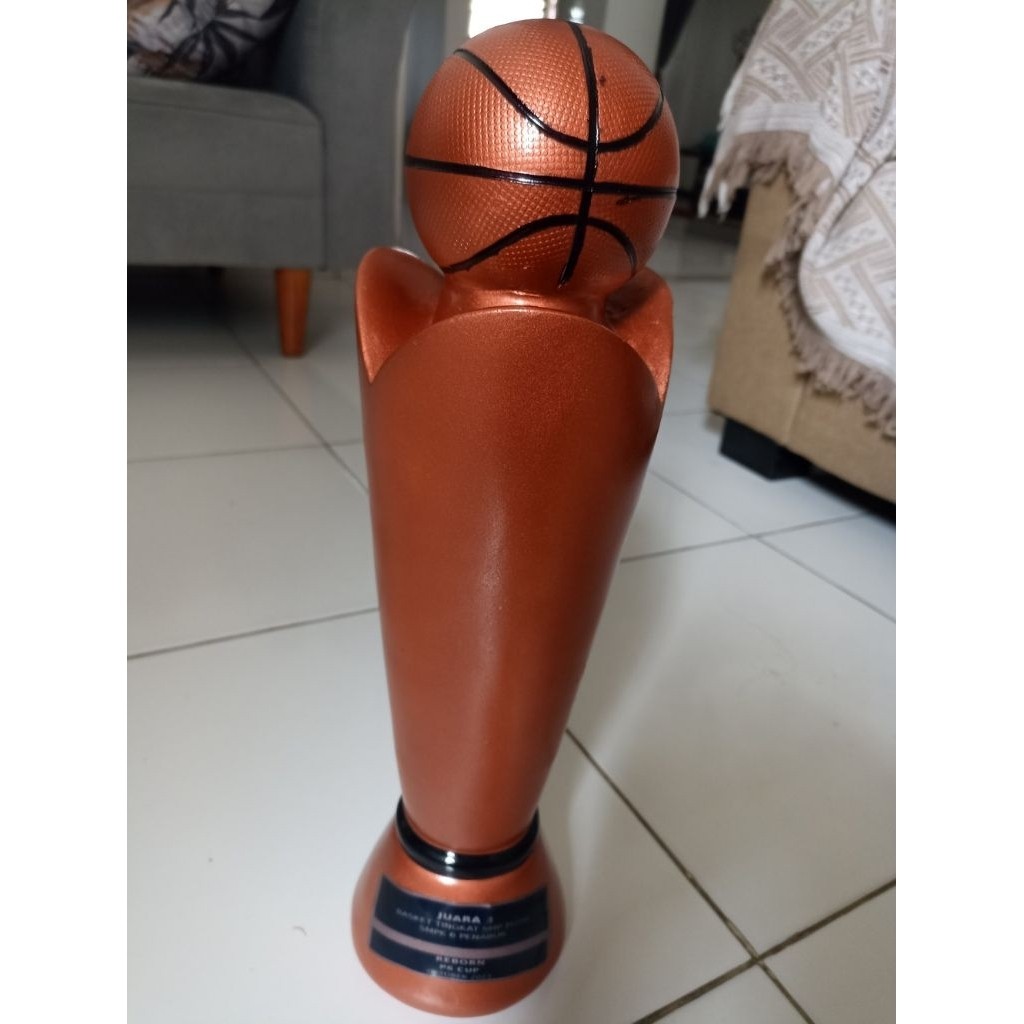 Piala kayu jati bola basket set 4 pcs