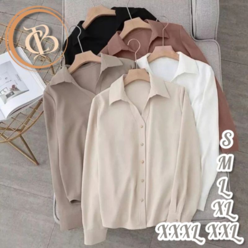 KEMEJA POLOS SHAKILA TWILL KATUN WANITA / KEMEJA KERJA WANITA KANTOR/Terbaru