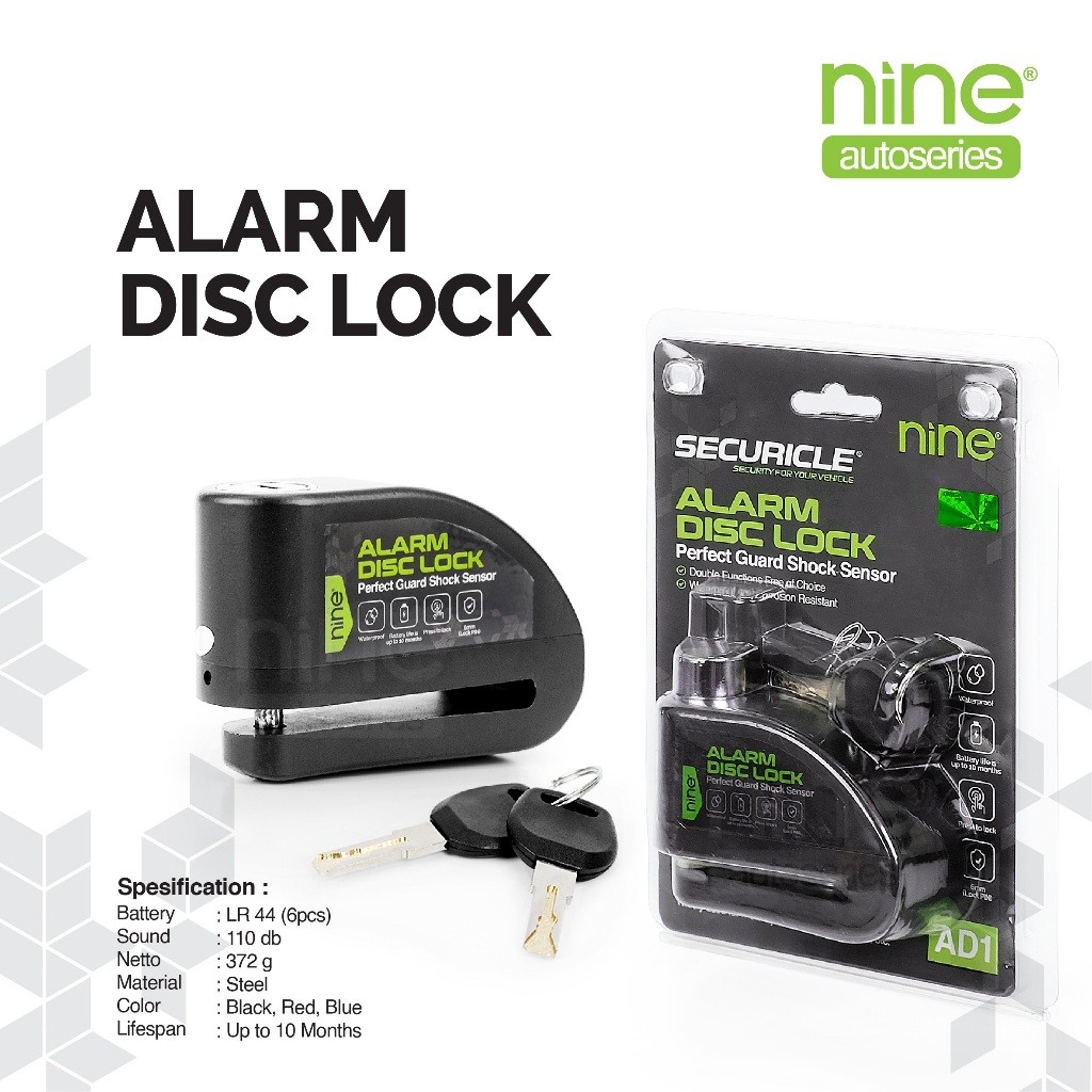 SECURICLE Gembok Cakram Alarm Disc Lock Pengaman Kunci Motor Anti Maling AD1 - NINE SURABAYA