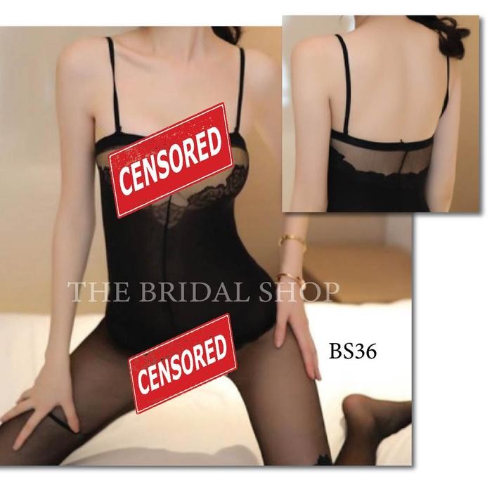 LINGERIE STOCKING JARING BODY STOCKING FULL BODY HITAM BS36