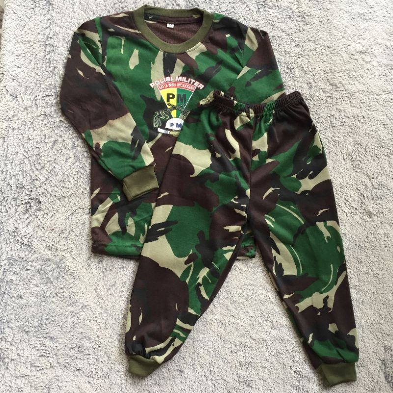 SETELAN KAOS TENTARA ANAK LENGKAP KOMANDO ANAK LORENG | BAJU ANAK MOTIK POLISI MILITER LENGAN PANJAN