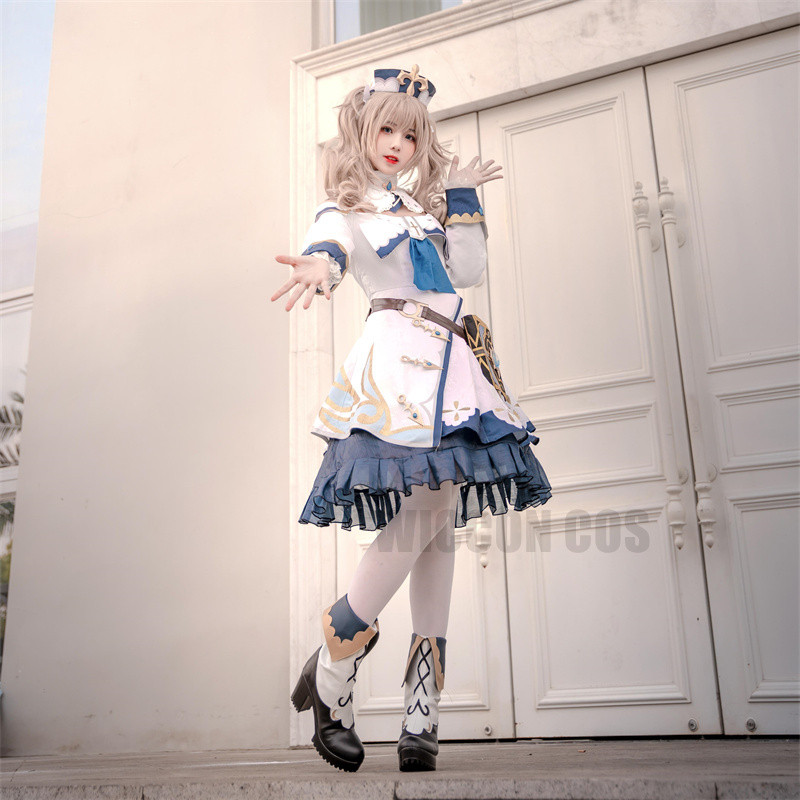 Genshin Impact Project Barbara Cosplay Boots Shoes Wig Barbara Girls Princess Dresses Lolita Maid Cl