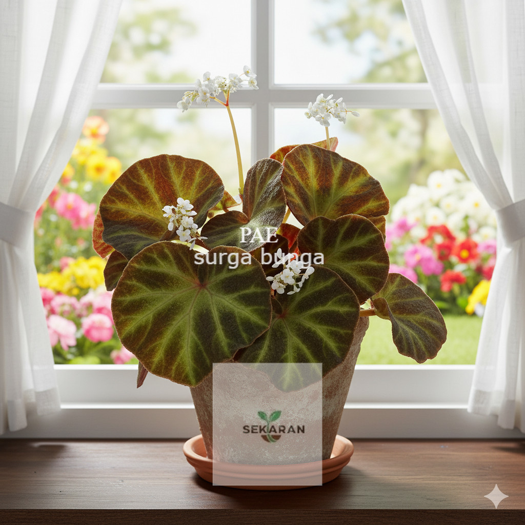 Begonia karpet hijau-tanaman indoor-hiasan meja-hiasan ruang tamu-ukuran 10-15cm-Begonia imperalis