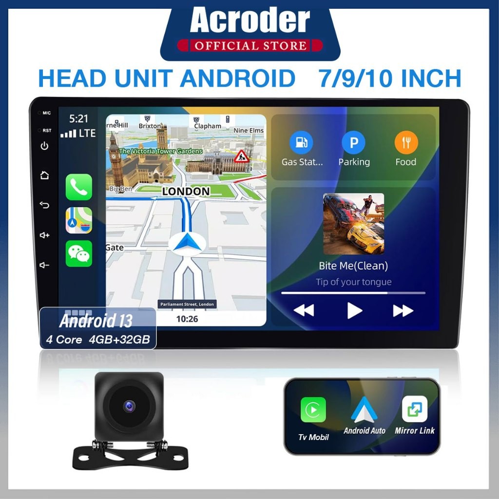 GEARBOX 【Ada Kipas Pendingin】Acroder Head Unit  Android 13 4G+32G/64G IPS Screen 7/9/10 Inch Navigas